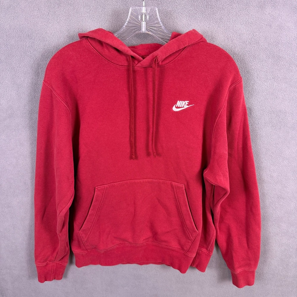 Nike Sportswear Club Fleece Hoodie Mens Small Red BV2654-690 Pullover